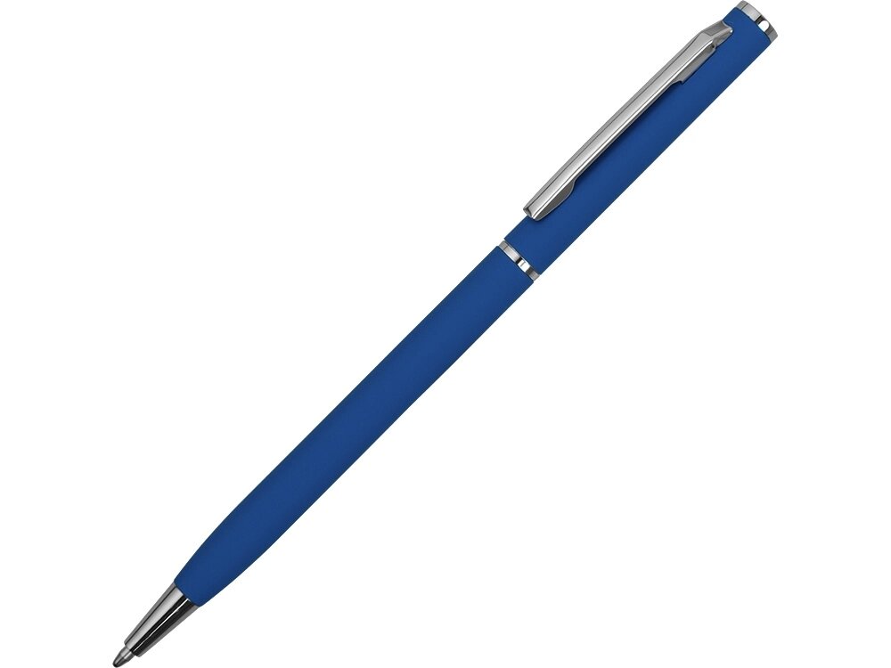 Ручка металлическая шариковая Атриум с покрытием софт-тач, синий классический от компании ТОО VEER Company Group / Одежда и сувениры с логотипом - фото 1