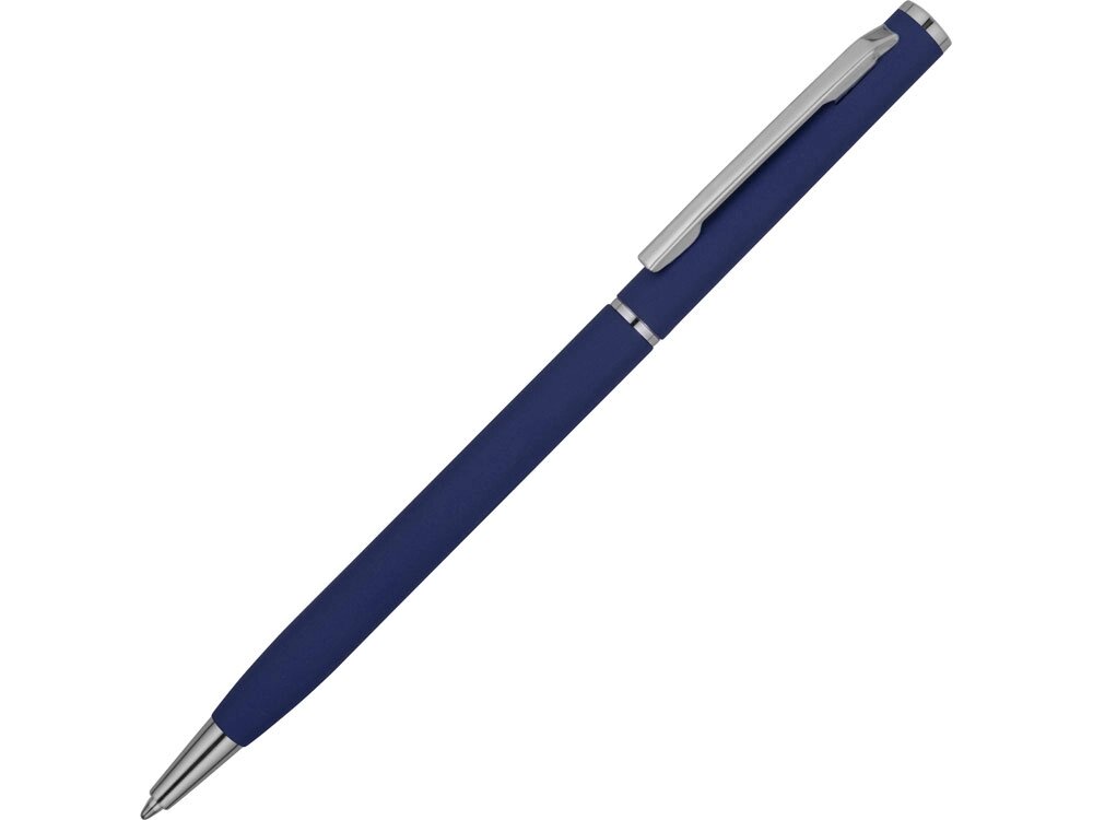 Ручка металлическая шариковая Атриум с покрытием софт-тач, синий от компании ТОО VEER Company Group / Одежда и сувениры с логотипом - фото 1