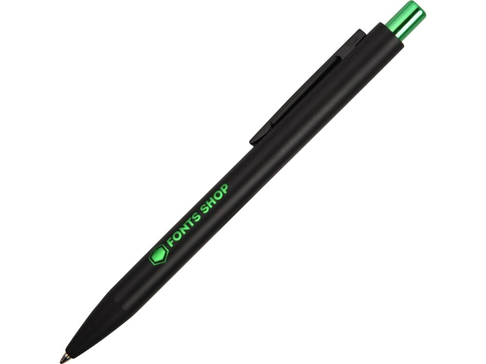 Ручка металлическая шариковая Blaze с цветным зеркальным слоем, черный/зеленое яблоко от компании ТОО VEER Company Group / Одежда и сувениры с логотипом - фото 1