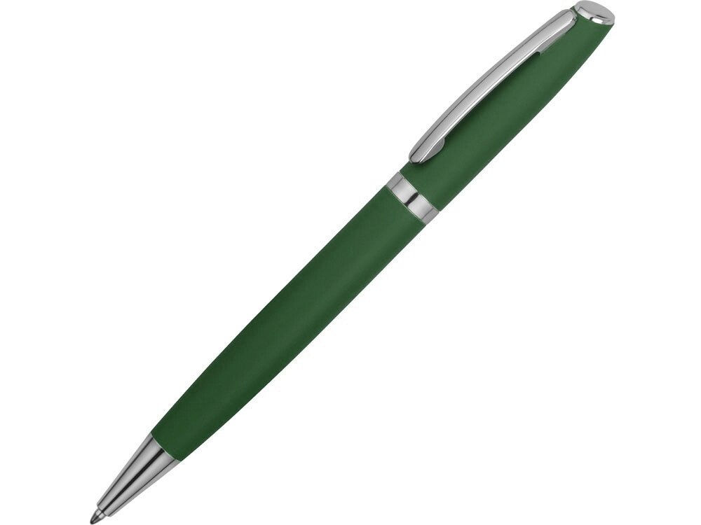 Ручка металлическая шариковая Flow soft-touch, зеленый/серебристый от компании ТОО VEER Company Group / Одежда и сувениры с логотипом - фото 1