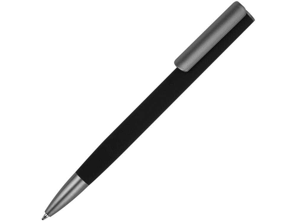 Ручка металлическая шариковая Insomnia софт-тач с зеркальным слоем, черная с серым от компании ТОО VEER Company Group / Одежда и сувениры с логотипом - фото 1