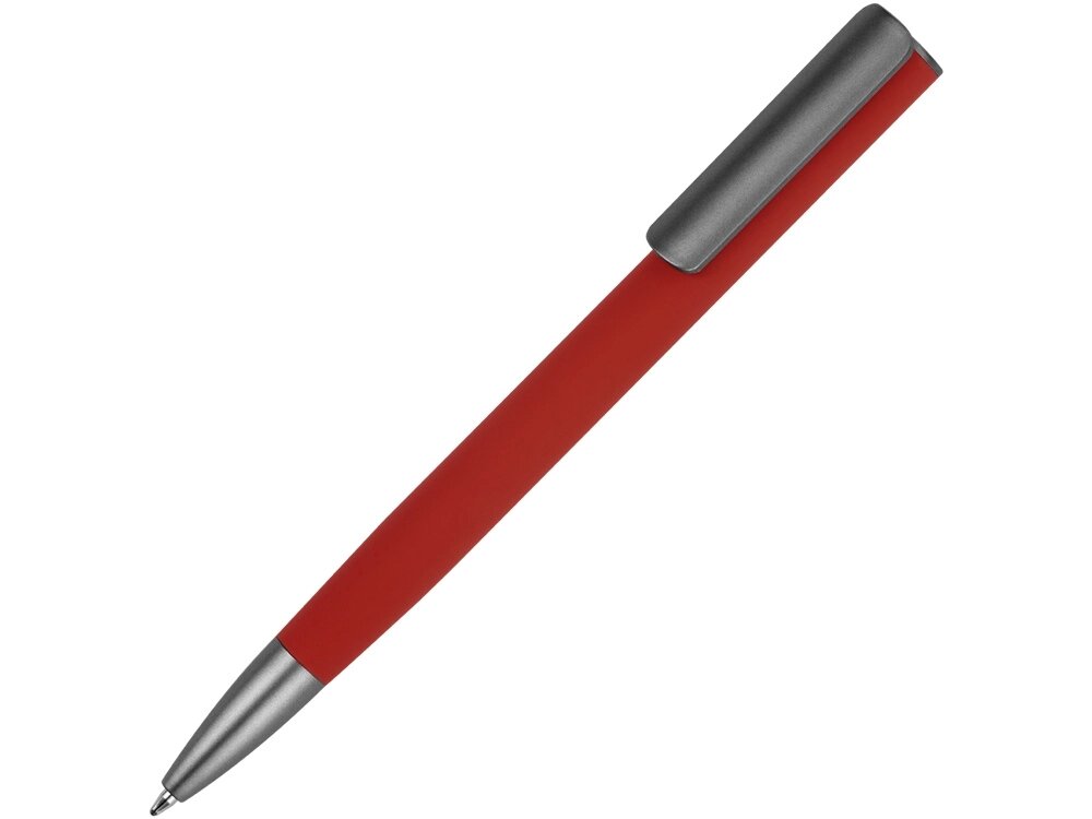 Ручка металлическая шариковая Insomnia софт-тач с зеркальным слоем, красная с серым от компании ТОО VEER Company Group / Одежда и сувениры с логотипом - фото 1