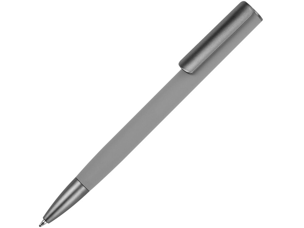 Ручка металлическая шариковая Insomnia софт-тач с зеркальным слоем, серая с серым от компании ТОО VEER Company Group / Одежда и сувениры с логотипом - фото 1