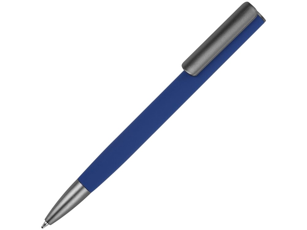 Ручка металлическая шариковая Insomnia софт-тач с зеркальным слоем, темно-синяя с серым от компании ТОО VEER Company Group / Одежда и сувениры с логотипом - фото 1