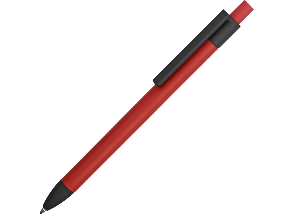 Ручка металлическая soft-touch шариковая Haptic, красный/черный от компании ТОО VEER Company Group / Одежда и сувениры с логотипом - фото 1