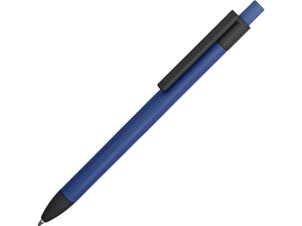 Ручка металлическая soft-touch шариковая Haptic, синий/черный от компании ТОО VEER Company Group / Одежда и сувениры с логотипом - фото 1