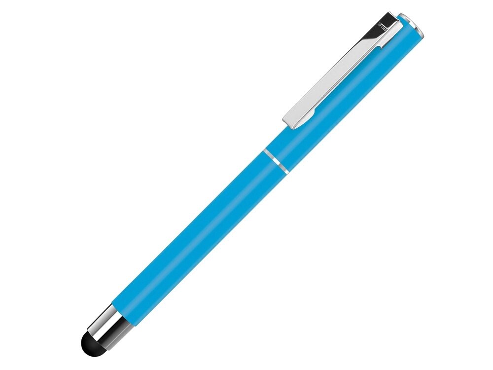 Ручка металлическая стилус-роллер STRAIGHT SI R TOUCH, голубой от компании ТОО VEER Company Group / Одежда и сувениры с логотипом - фото 1