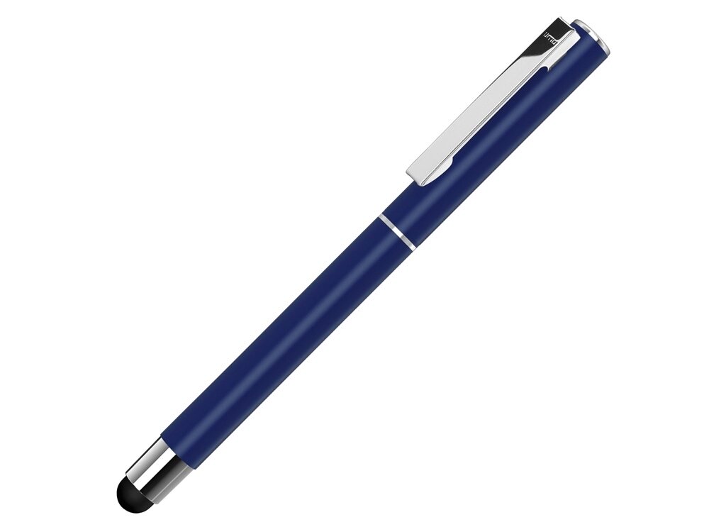Ручка металлическая стилус-роллер STRAIGHT SI R TOUCH, темно-синий от компании ТОО VEER Company Group / Одежда и сувениры с логотипом - фото 1