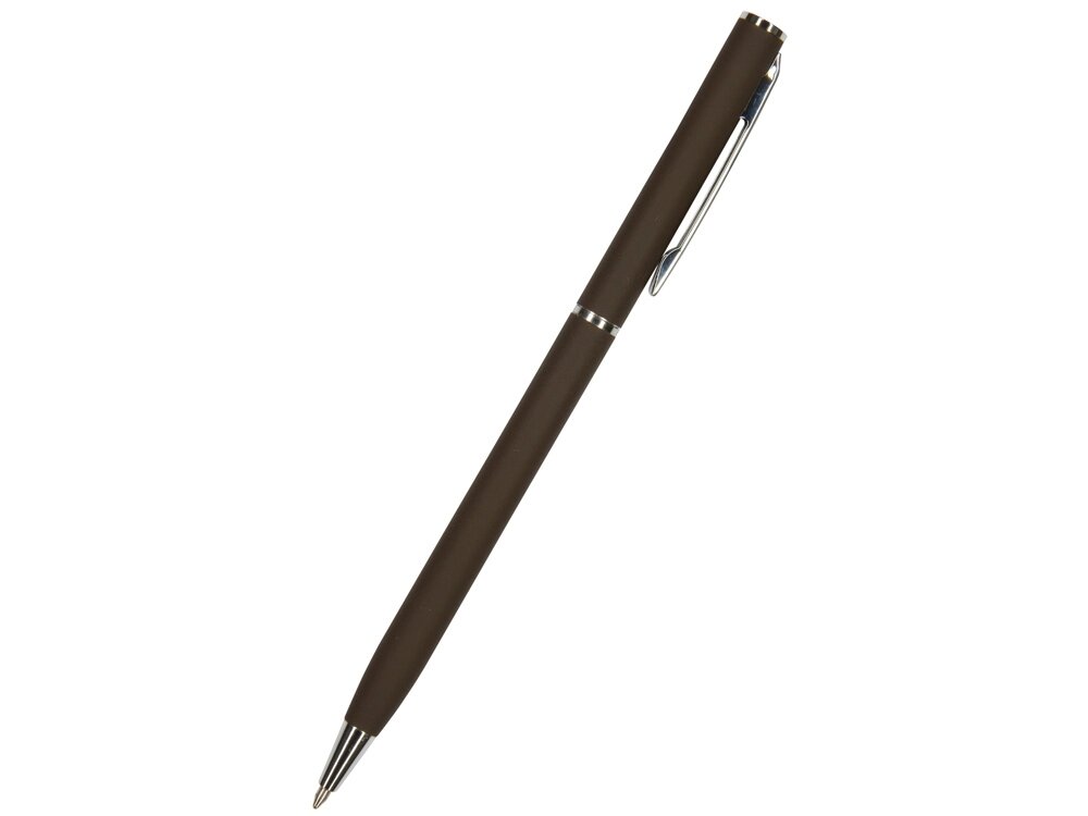 Ручка Palermo шариковая  автоматическая, коричневый металлический корпус, 0,7 мм, синяя от компании ТОО VEER Company Group / Одежда и сувениры с логотипом - фото 1