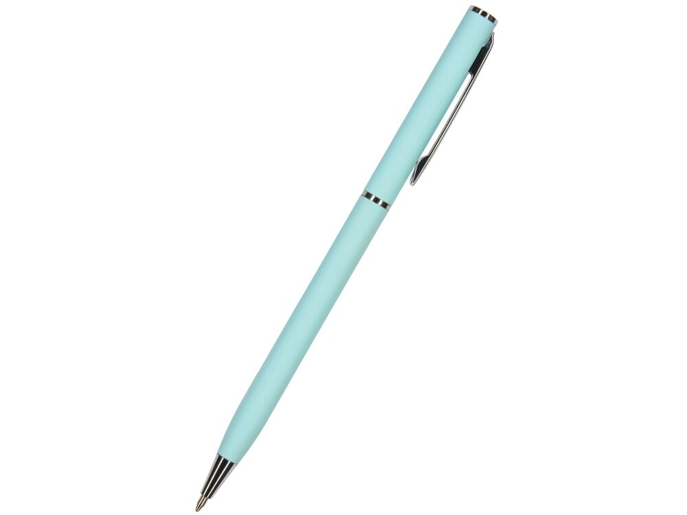 Ручка Palermo шариковая  автоматическая, нежно- голубой металлический корпус, 0,7 мм, синяя от компании ТОО VEER Company Group / Одежда и сувениры с логотипом - фото 1