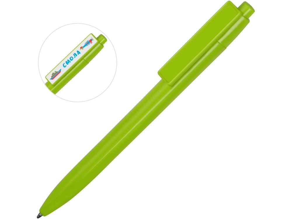 Ручка пластиковая шариковая Mastic под полимерную наклейку, зеленое яблоко от компании ТОО VEER Company Group / Одежда и сувениры с логотипом - фото 1