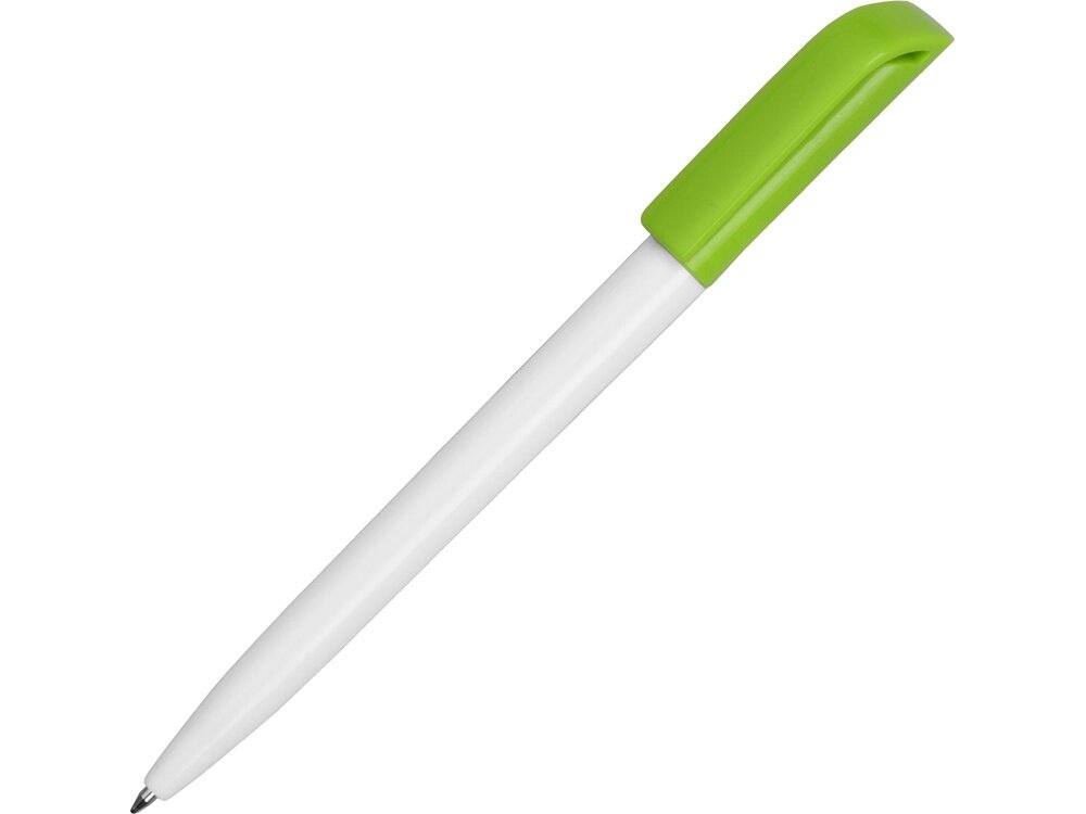 Ручка пластиковая шариковая Миллениум Color CLP, белый/зеленое яблоко от компании ТОО VEER Company Group / Одежда и сувениры с логотипом - фото 1