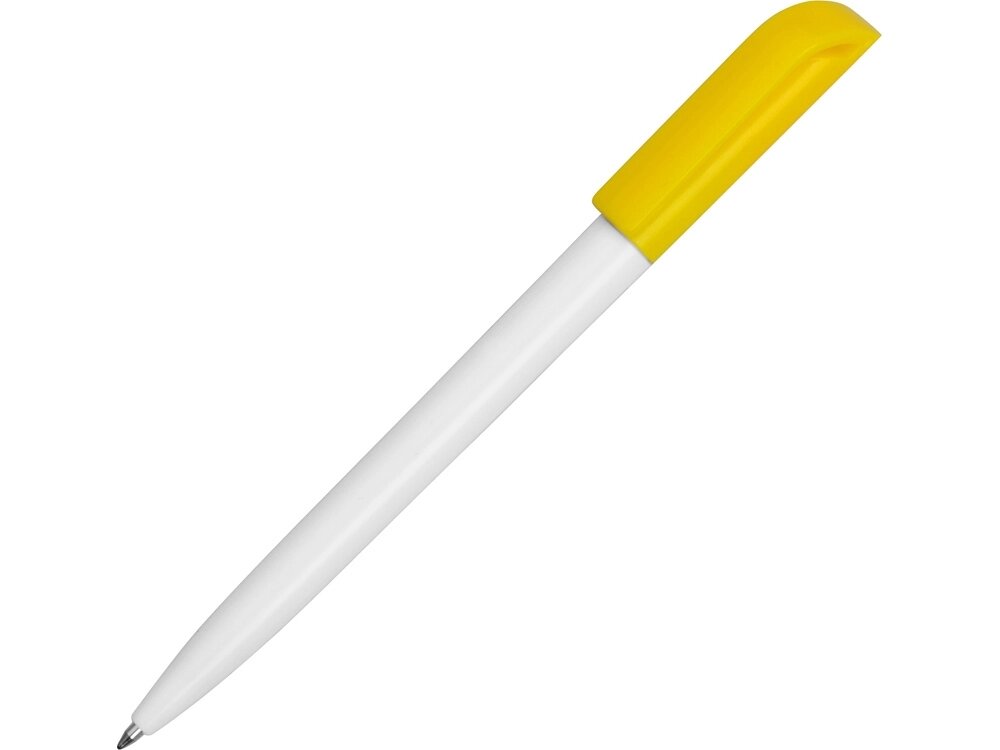 Ручка пластиковая шариковая Миллениум Color CLP, белый/желтый от компании ТОО VEER Company Group / Одежда и сувениры с логотипом - фото 1
