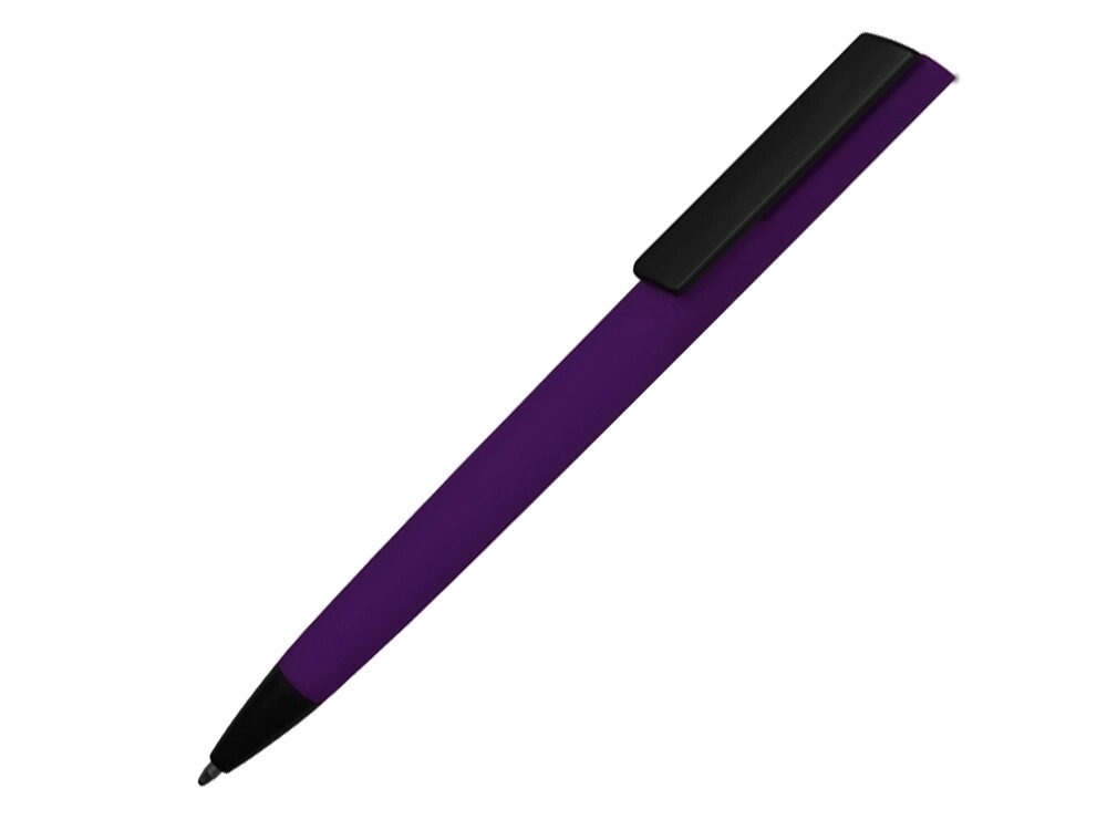 Ручка пластиковая soft-touch шариковая Taper, фиолетовый/черный от компании ТОО VEER Company Group / Одежда и сувениры с логотипом - фото 1