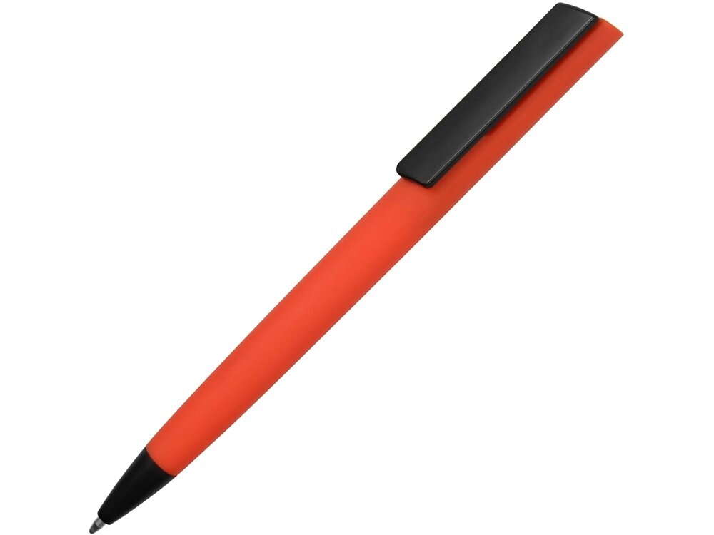 Ручка пластиковая soft-touch шариковая Taper, красный/черный от компании ТОО VEER Company Group / Одежда и сувениры с логотипом - фото 1