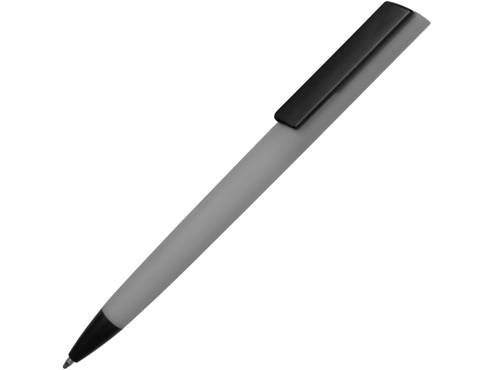 Ручка пластиковая soft-touch шариковая Taper, серый/черный от компании ТОО VEER Company Group / Одежда и сувениры с логотипом - фото 1