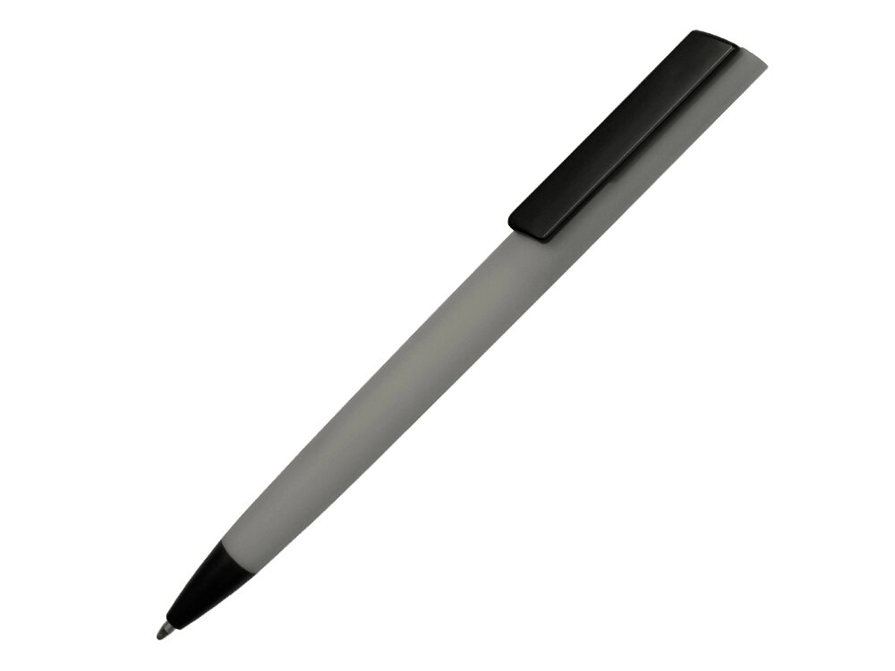 Ручка пластиковая soft-touch шариковая Taper, серый/черный от компании ТОО VEER Company Group / Одежда и сувениры с логотипом - фото 1
