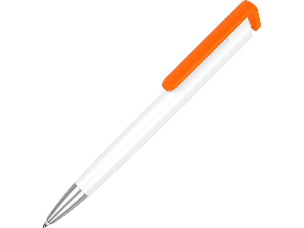Ручка-подставка Кипер, белый/оранжевый от компании ТОО VEER Company Group / Одежда и сувениры с логотипом - фото 1