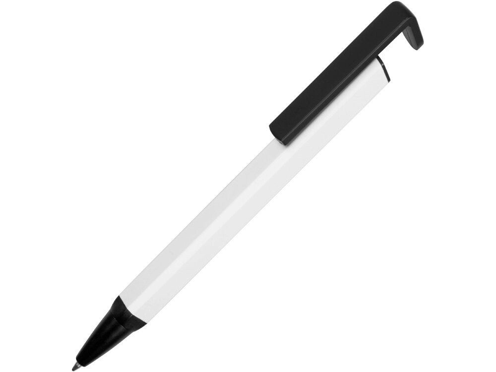 Ручка-подставка металлическая, Кипер Q, белый/черный от компании ТОО VEER Company Group / Одежда и сувениры с логотипом - фото 1