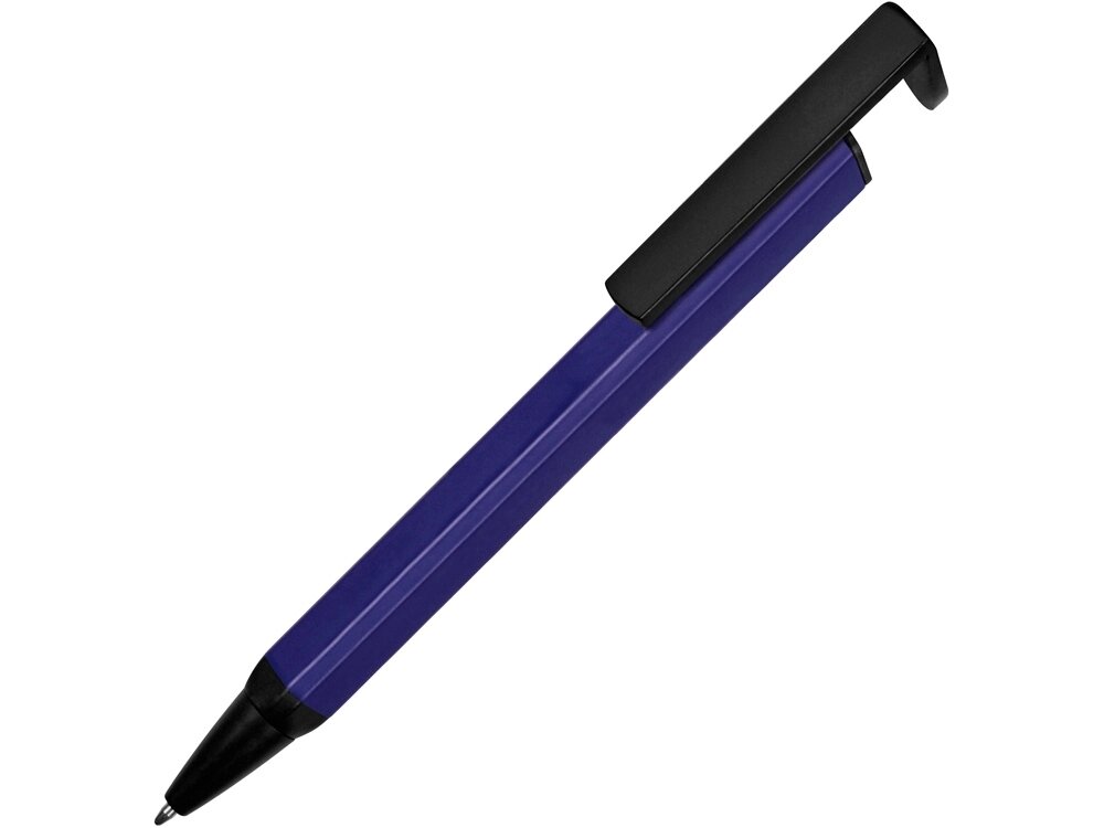 Ручка-подставка металлическая, Кипер Q, синий/черный от компании ТОО VEER Company Group / Одежда и сувениры с логотипом - фото 1