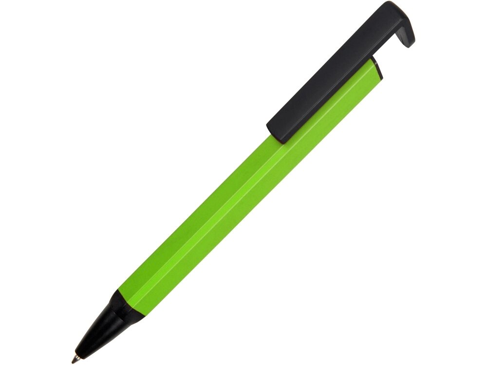 Ручка-подставка металлическая, Кипер Q, зеленое яблоко/черный от компании ТОО VEER Company Group / Одежда и сувениры с логотипом - фото 1