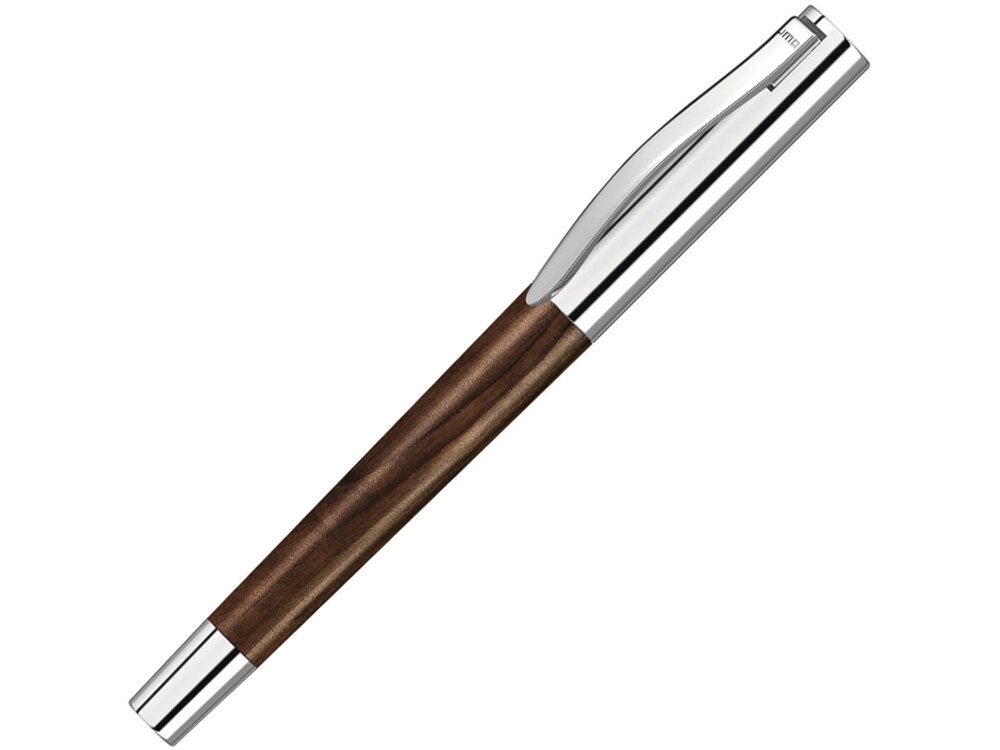 Ручка роллер TITAN WOOD R, синий, 0.7 мм, коричневый/серебряный от компании ТОО VEER Company Group / Одежда и сувениры с логотипом - фото 1