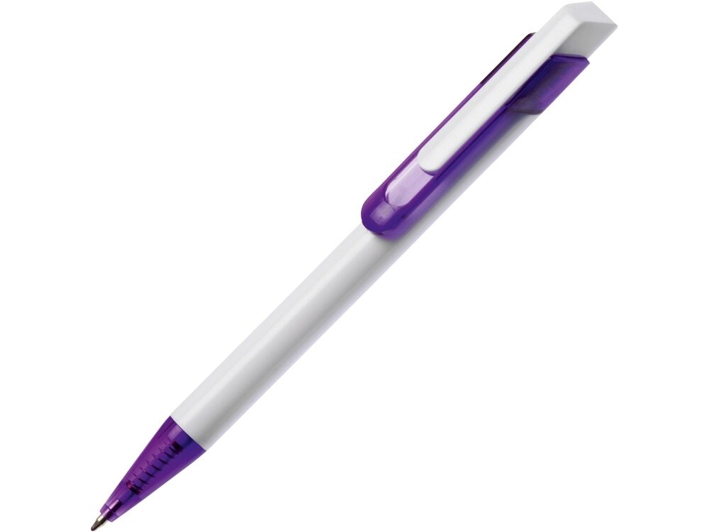 Ручка шариковая Бавария белая/фиолетовая от компании ТОО VEER Company Group / Одежда и сувениры с логотипом - фото 1