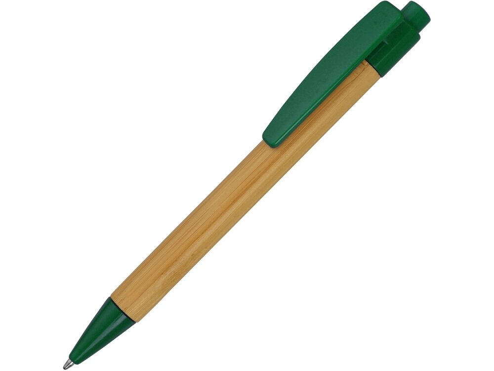 Ручка шариковая Borneo из бамбука, зеленый, черные чернила от компании ТОО VEER Company Group / Одежда и сувениры с логотипом - фото 1