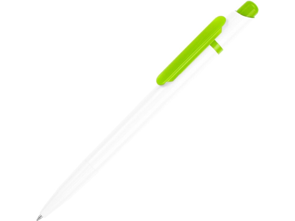 Ручка шариковая Этюд, белый/зеленое яблоко от компании ТОО VEER Company Group / Одежда и сувениры с логотипом - фото 1