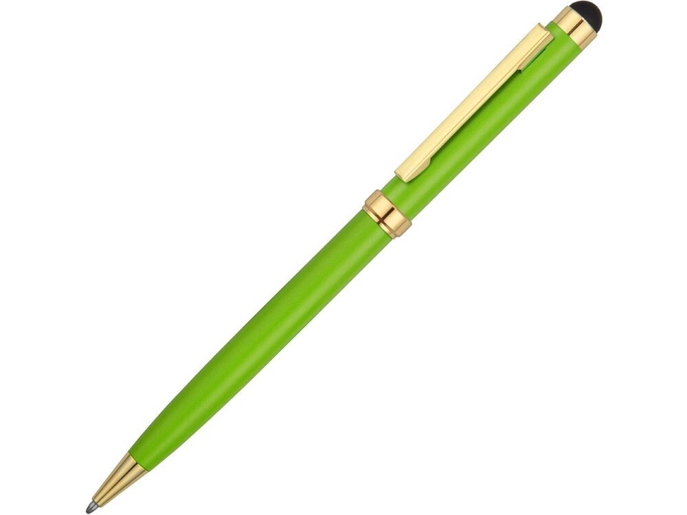 Ручка шариковая Голд Сойер со стилусом, зеленое яблоко от компании ТОО VEER Company Group / Одежда и сувениры с логотипом - фото 1