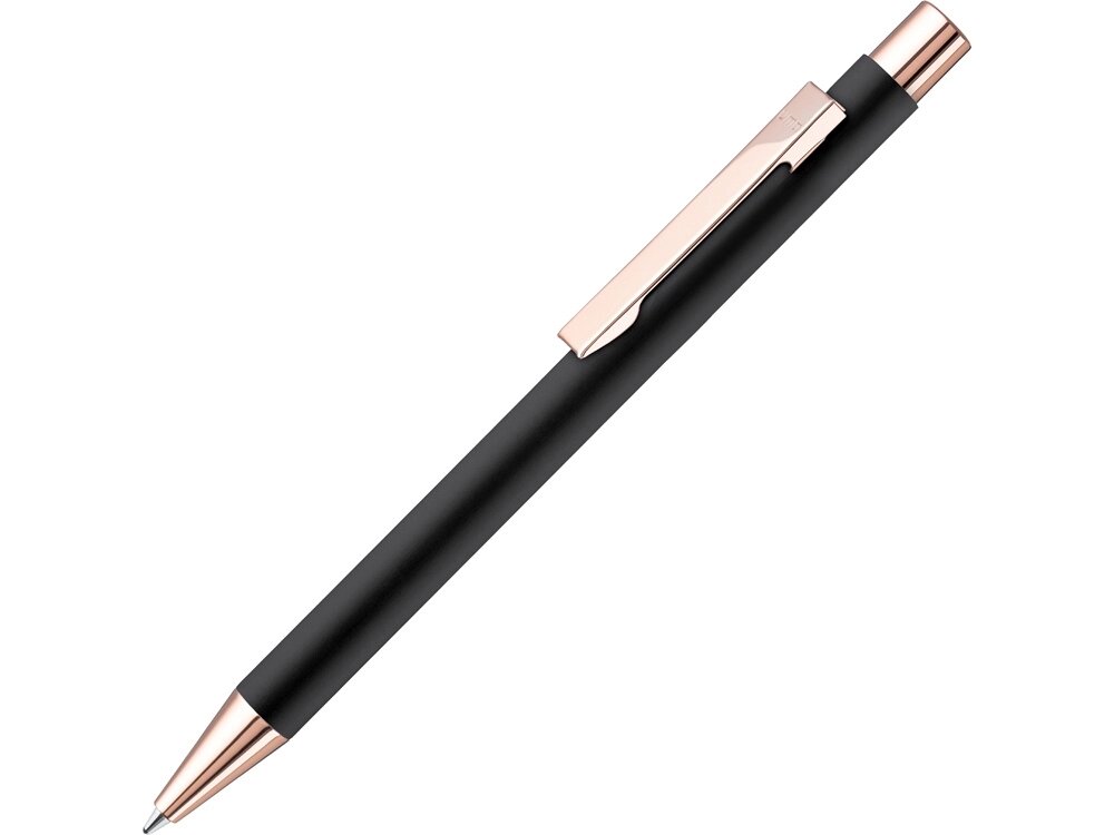 Ручка шариковая металлическая STRAIGHT RO GO GUM, soft-touch, черный/золотистый от компании ТОО VEER Company Group / Одежда и сувениры с логотипом - фото 1