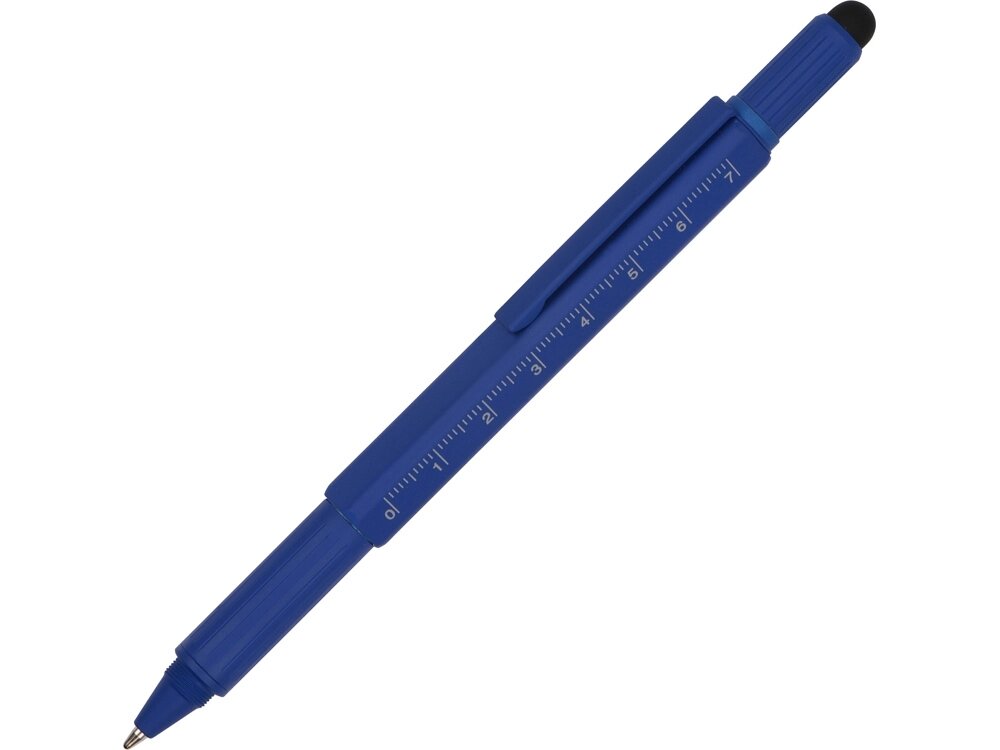 Ручка шариковая металлическая Tool, синий. Встроенный уровень, мини отвертка, стилус от компании ТОО VEER Company Group / Одежда и сувениры с логотипом - фото 1