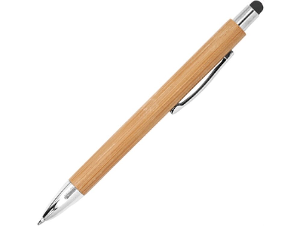 Ручка шариковая PAMPA с цветным стилусом, натуральный/черный от компании ТОО VEER Company Group / Одежда и сувениры с логотипом - фото 1