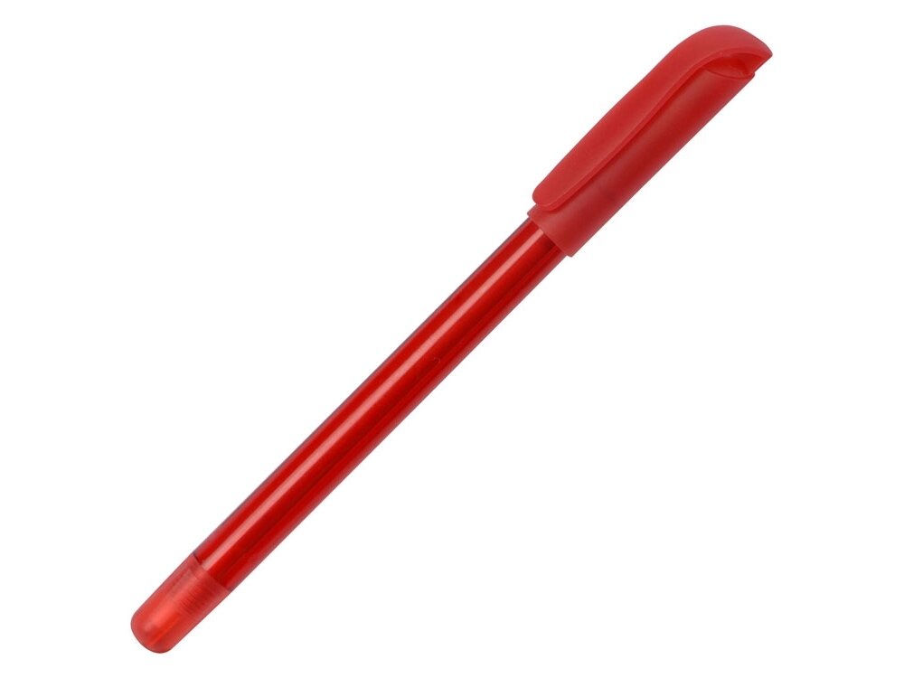 Ручка шариковая пластиковая Delta из переработанных контейнеров, красная от компании ТОО VEER Company Group / Одежда и сувениры с логотипом - фото 1