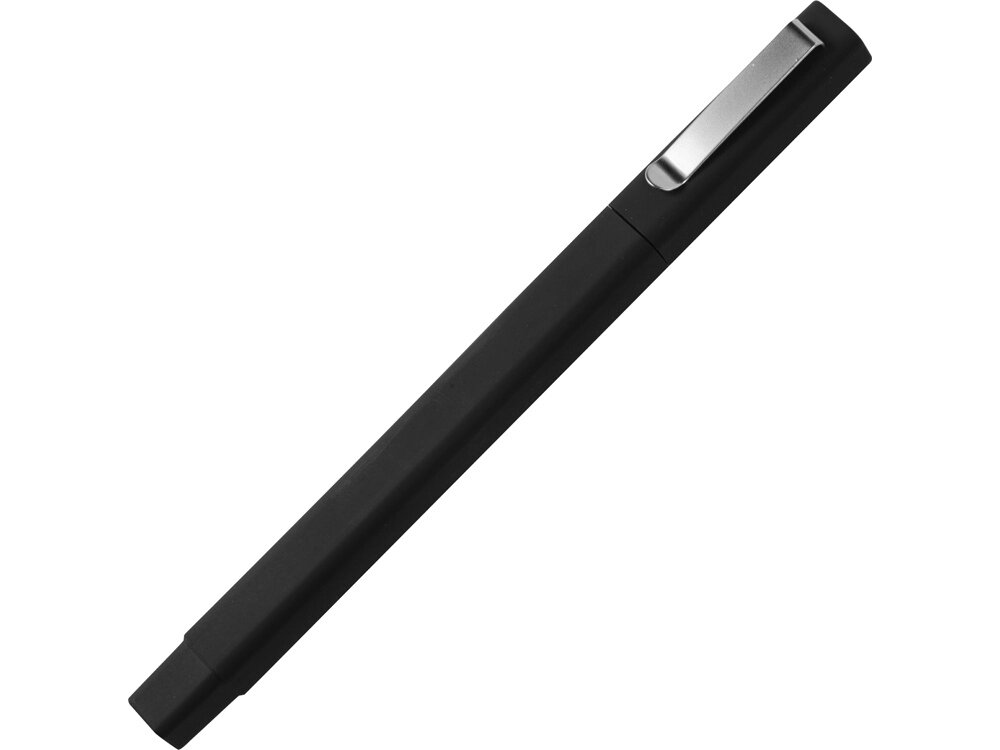 Ручка шариковая пластиковая Quadro Soft, квадратный корпус с покрытием софт-тач, черный от компании ТОО VEER Company Group / Одежда и сувениры с логотипом - фото 1