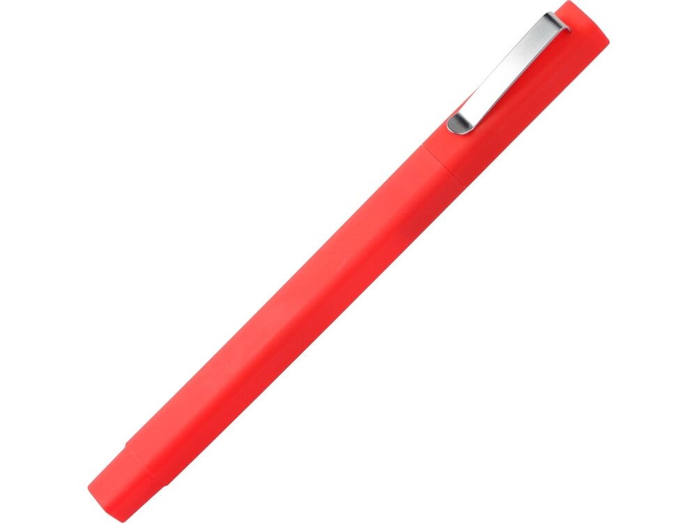 Ручка шариковая пластиковая Quadro Soft, квадратный корпус с покрытием софт-тач, красный от компании ТОО VEER Company Group / Одежда и сувениры с логотипом - фото 1