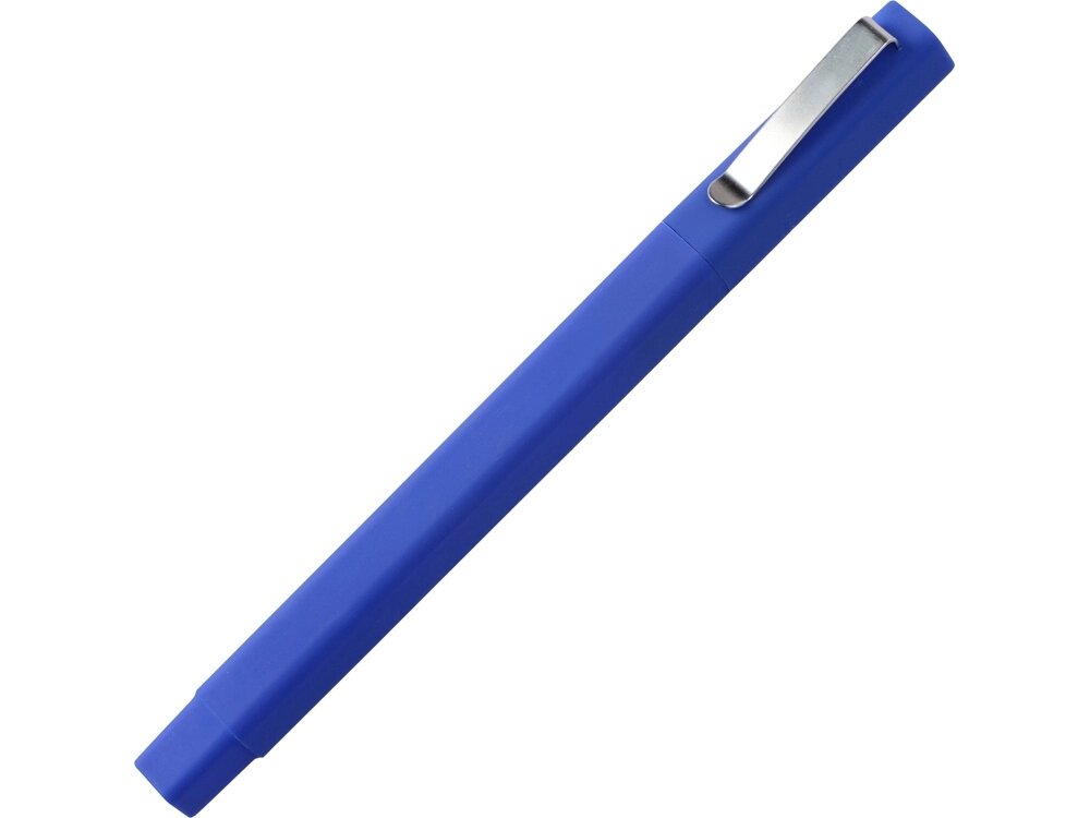 Ручка шариковая пластиковая Quadro Soft, квадратный корпус с покрытием софт-тач, синий от компании ТОО VEER Company Group / Одежда и сувениры с логотипом - фото 1