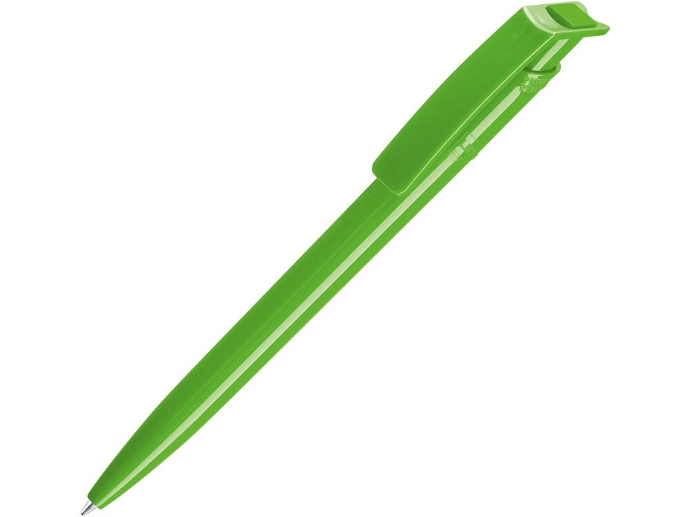 Ручка шариковая пластиковая RECYCLED PET PEN, синий, 1 мм, зеленое яблоко от компании ТОО VEER Company Group / Одежда и сувениры с логотипом - фото 1