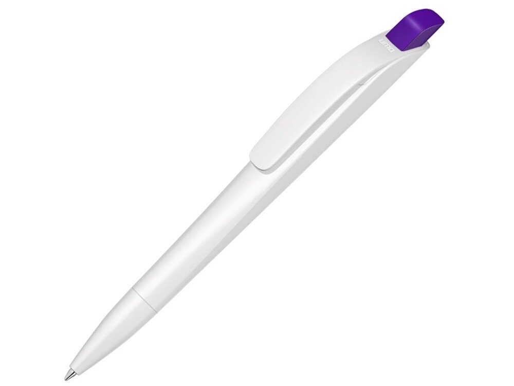 Ручка шариковая пластиковая Stream, белый/фиолетовый от компании ТОО VEER Company Group / Одежда и сувениры с логотипом - фото 1