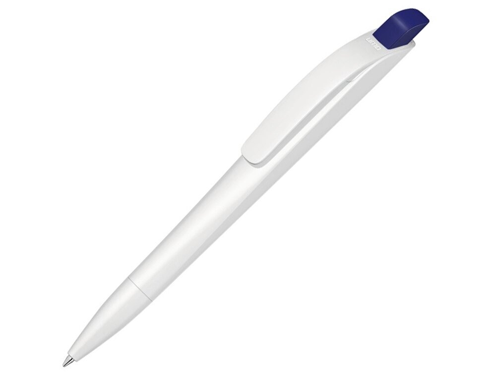 Ручка шариковая пластиковая Stream, белый/темно-синий от компании ТОО VEER Company Group / Одежда и сувениры с логотипом - фото 1