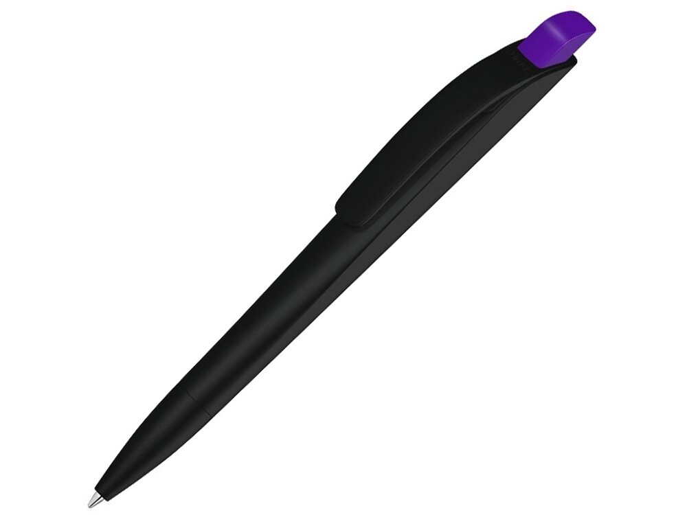 Ручка шариковая пластиковая Stream, черный/фиолетовый от компании ТОО VEER Company Group / Одежда и сувениры с логотипом - фото 1