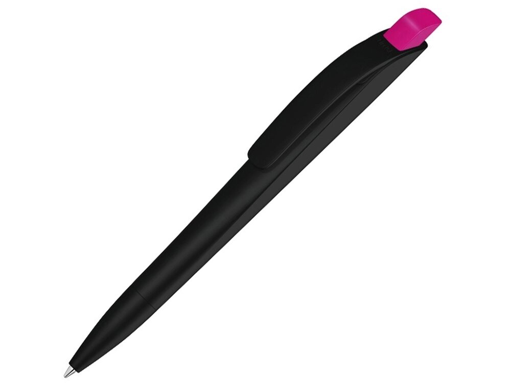 Ручка шариковая пластиковая Stream, черный/розовый от компании ТОО VEER Company Group / Одежда и сувениры с логотипом - фото 1