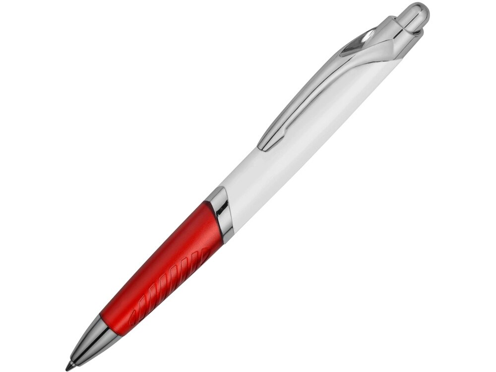 Ручка шариковая Призма, белый/красный от компании ТОО VEER Company Group / Одежда и сувениры с логотипом - фото 1