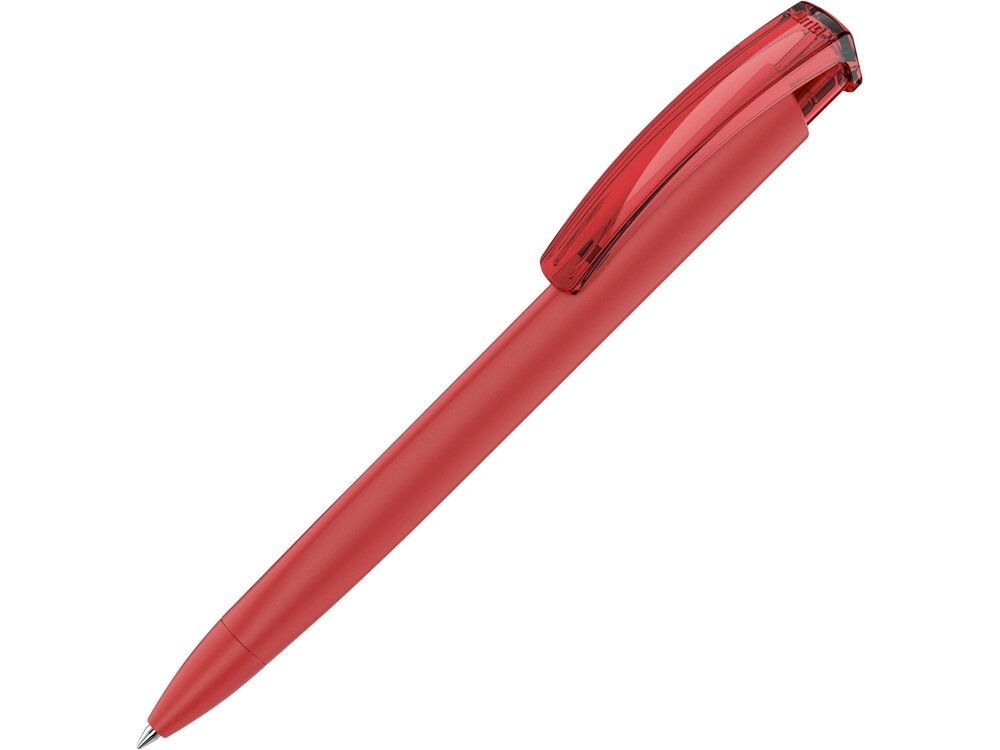 Ручка шариковая трехгранная UMA TRINITY K transparent GUM, soft-touch, красный от компании ТОО VEER Company Group / Одежда и сувениры с логотипом - фото 1