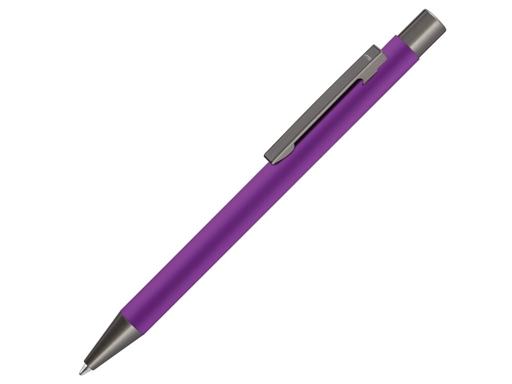 Ручка шариковая UMA STRAIGHT GUM soft-touch, с зеркальной гравировкой, фиолетовый от компании ТОО VEER Company Group / Одежда и сувениры с логотипом - фото 1