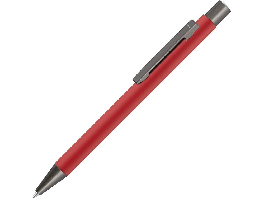 Ручка шариковая UMA STRAIGHT GUM soft-touch, с зеркальной гравировкой, красный от компании ТОО VEER Company Group / Одежда и сувениры с логотипом - фото 1