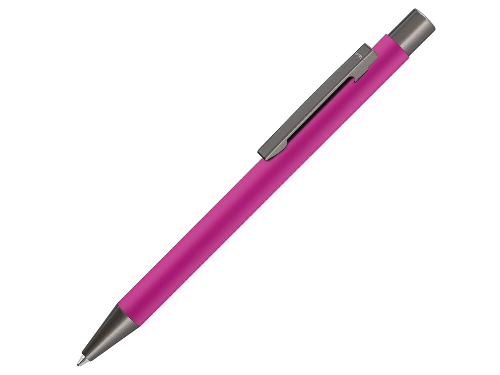 Ручка шариковая UMA STRAIGHT GUM soft-touch, с зеркальной гравировкой, розовый от компании ТОО VEER Company Group / Одежда и сувениры с логотипом - фото 1