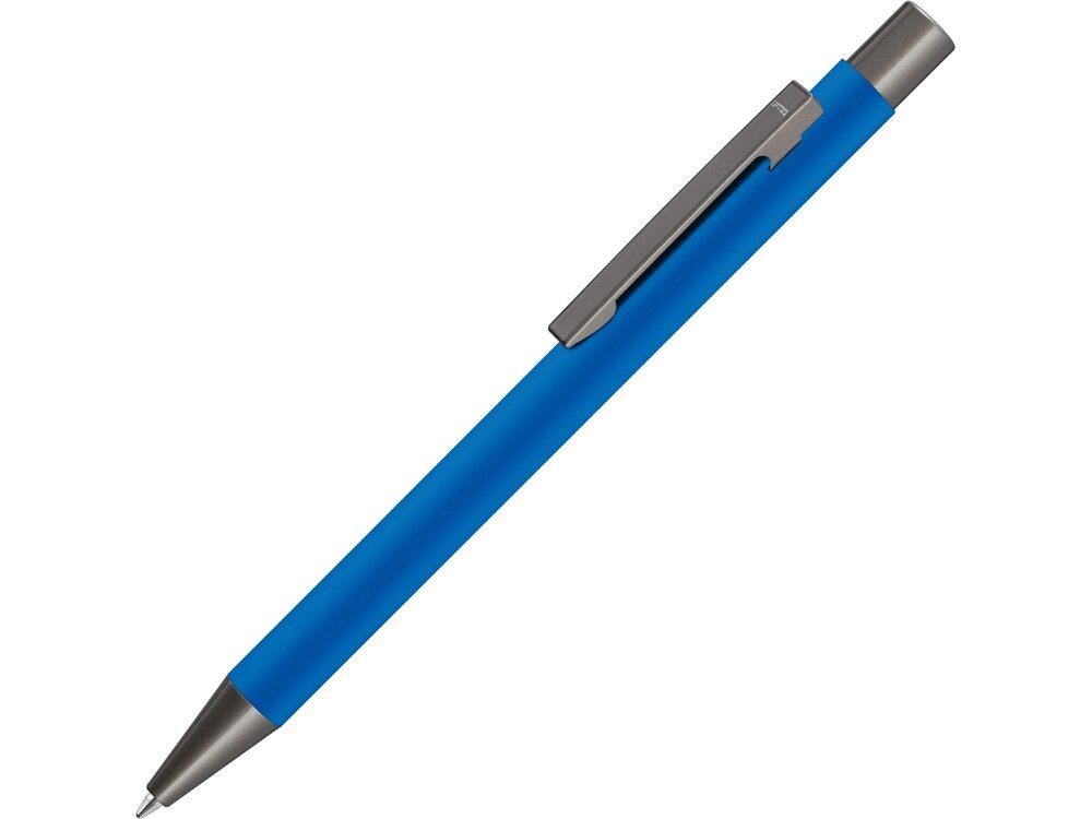 Ручка шариковая UMA STRAIGHT GUM soft-touch, с зеркальной гравировкой, синий от компании ТОО VEER Company Group / Одежда и сувениры с логотипом - фото 1