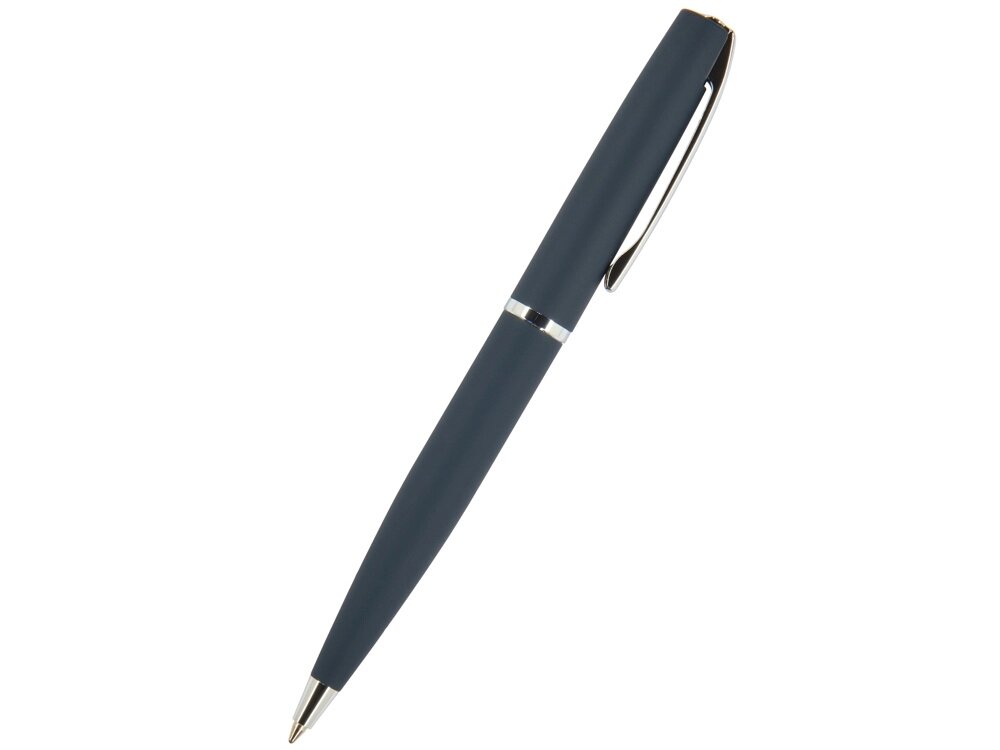 Ручка Sienna шариковая  автоматическая, синий металлический корпус, 1.0 мм, синяя от компании ТОО VEER Company Group / Одежда и сувениры с логотипом - фото 1