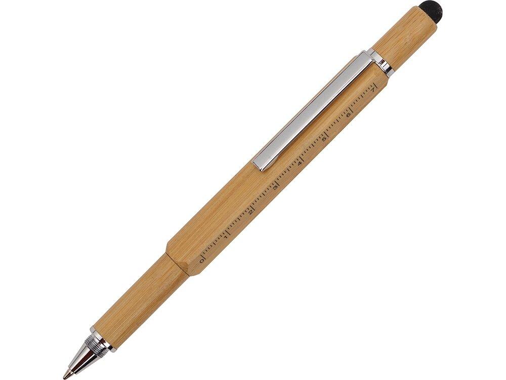 Ручка-стилус из бамбука Tool с уровнем и отверткой от компании ТОО VEER Company Group / Одежда и сувениры с логотипом - фото 1